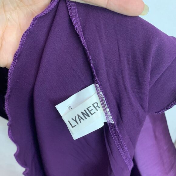 Lyaner Women’s Amazon Purple Satin Slip Dress Size S Small Slit On Side - Picture 5 of 6